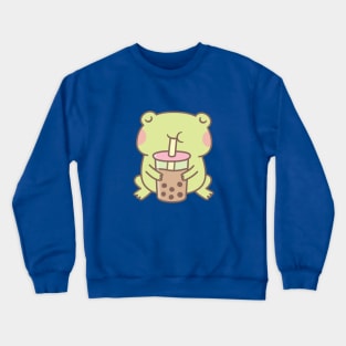 Cute Frog Drinking Boba Bubble Tea Crewneck Sweatshirt